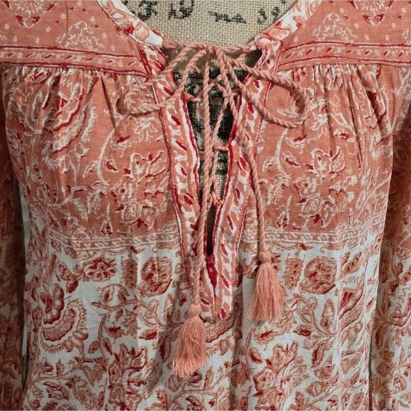 Lucky brand Mauve and white Oversized Boho Peasant Blouse Size Small - Picture 7 of 9